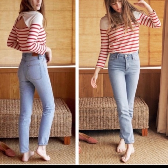 Sézane Red and White Striped Long Sleeve Top - Tie Back - 100% Cotton - French - Picture 2 of 9